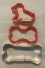 Lot Of 3 Orange Metal Plastic Dog Bones Cookie Cutters Pet for sale  Shipping to South Africa