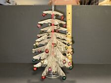 Mesa de plástico de pino de cristal vintage de 12"" de alto árbol de Navidad con adornos de vidrio segunda mano  Embacar hacia Argentina