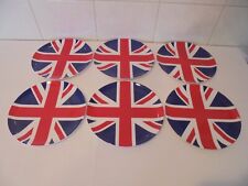 6 x UNION JACK MELAMINE PLATES - DIAMETER 8" - NEW for sale  Shipping to South Africa