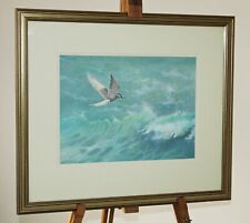 Usado, EDWARD VINE (n.1943) Pintura acrílica original de um pássaro de andorinha sobre mares agitados comprar usado  Enviando para Brazil