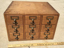 Antique Oak 9 Drawer Library File Card Catalog Circa, used for sale  West Chicago