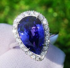 Tanzanite Ring Diamond White Gold 14k GIA Certified 8.51CTW Pear Natural Real for sale  Shipping to South Africa