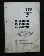 Used, WELGER MODEL D4000 D6000 D6050"BALER" PARTS CATALOG MANUAL GOOD SHAPE for sale  Shipping to Ireland