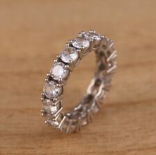 925 Sterling Silver Full Eternity Engagement 4mm CZ Band Ring Wedding J-R Sizes  for sale  Shipping to South Africa