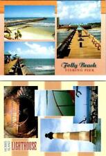 Usado, Cartões postais 2~4X6 SC Columbia FOLLY BEACH FISHING PIER & MORRIS ISLAND LIGHT HOUSE comprar usado  Enviando para Brazil