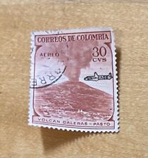 Usado, Estampilla postal de Colombia 30c volcán Galeras pasto década de 1960 usada segunda mano  Embacar hacia Argentina