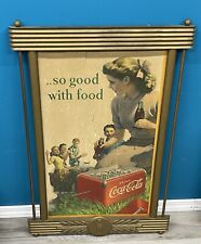 1952 COCA COLA SO GOOD W/ FOOD CARDBOARD SIGN W/ ORIGINAL FRAME for sale  Shipping to South Africa