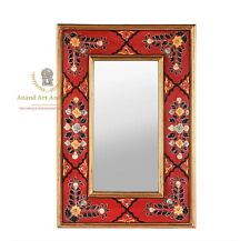 Usado, Quadro de espelho indiano de madeira pintado à mão moldura de espelho de parede espelho de parede decoração arte  comprar usado  Enviando para Brazil