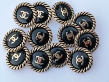 Used, 10 Chanel Stamped Round Black Gold CC Buttons 24mm Set of 10 for sale  Shipping to South Africa