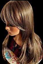 Brown Subtle Blonde Highlights TOPPER Clip In Wig Lightweight For Thinning Hair for sale  Shipping to South Africa