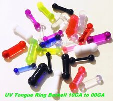 1PC. UV Reactive Acrylic Tongue Ring Barbell 10g to 00G for sale  Shipping to South Africa