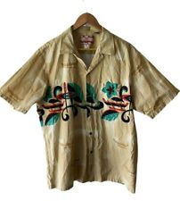 Vintage RJC Size XL Made in Hawaii Floral Canoe Catamaran Tan Shirt for sale  Shipping to South Africa