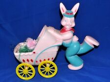 Used, VTG 1950'S LARGE ROSBRO EASTER CANDY CONTAINER RUNNING BUNNY W BABY CARRIAGE for sale  Shipping to South Africa