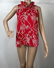 Tyler Boe Lobster Print Ruffle Collar Blouse Top In Red Size XS for sale  Shipping to South Africa