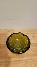 VINTAGE Green Indiana Glass Bowl Duette Quilted Diamond Leaf Pedastal for sale  Shipping to South Africa