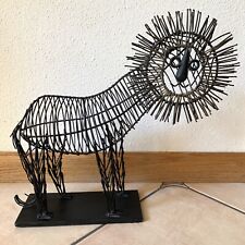 Metal Lion Sculpture Curtis Jere Style Modernist Wire Art Pier 1 One MCM 18"x15" for sale  Shipping to South Africa