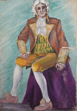Vintage gouache painting theatre costume design man portrait for sale  Shipping to Canada