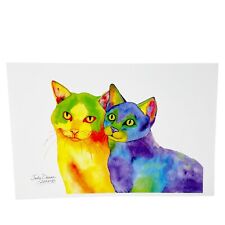 Colorful cats watercolor for sale  Rexburg