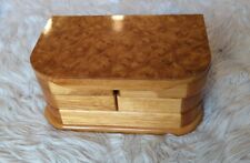 Mele Oak Jewelry Box Burl Top Finish Swingout Trays Ring Rolls Mirror Vintage for sale  Shipping to South Africa