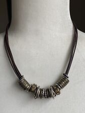 Miglio 5 Strand Leather Necklace Mixed Metal Silver Charms Pendant Necklace 18”, used for sale  Shipping to South Africa