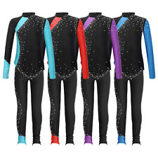 Kids Girls Dancewear Pullover Figure Skating Performance Leotard With Pants Set for sale  Shipping to South Africa