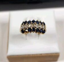 Vintage 10kt Yellow Gold Diamond Sapphire Marquis Cut Ring Size 4.75 for sale  Shipping to South Africa