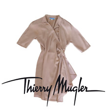 Vestido embrulhado vintage Thierry Mugler marrom linho rayon tamanho pequeno comprar usado  Enviando para Brazil