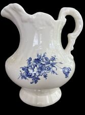 Vintage Ceramic Floral Blue White Transferware Wash Basin Pitcher Vase 11.5” for sale  Shipping to South Africa