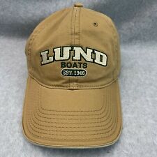 LUND Boats Hat Cap Embroidered Logo Beige Green Adjustable, used for sale  Saint Paul