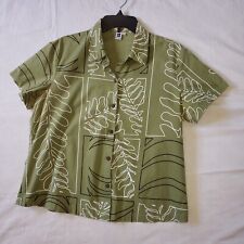 Usado, Camisa havaiana feminina SIG ZANE verde manga curta botão algodão - Tamanho GRANDE comprar usado  Enviando para Brazil
