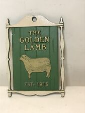 Used, the golden lamb cast aluminum door plaque tavern inn vintage  for sale  Shipping to South Africa