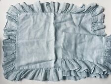 NEW* PAIR Pine Cone Hill ~SAVANNAH BLUE Ruffle Gauze LINEN Shabby PILLOW SHAMS, used for sale  Shipping to South Africa
