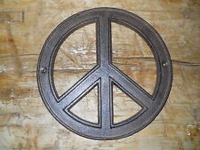 Cast Iron Hippie PEACE Sign, Flower Power Plaque Wall Decor 8 INCH Round for sale  Shipping to South Africa