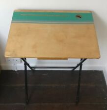 Vintage Mid Century Folding School Desk, 1950s Retro Green Blue Stripe Upcycled  for sale  Shipping to South Africa