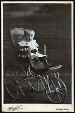 cute boy in three wheel pram, antique Cabinet Card for sale  Shipping to South Africa