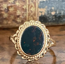 9ct  Gold & Bloodstone Oval Signet Ring, Tiny Size i, 2.7g, Birmingham 1977 for sale  Shipping to South Africa