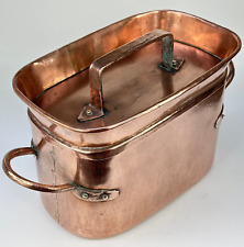 ANTIQUE FRENCH KITCHEN TRADITIONAL LARGE RECTANGULAR COPPER DAUBIERE COOKING POT for sale  Shipping to South Africa