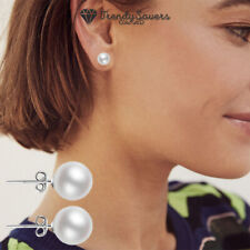 Quality White Cultured Freshwater Pearl Stud Earrings 925 Sterling Silver Women, used for sale  Shipping to South Africa