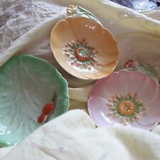 Set of three carlton ware Dishes pink and yellow buttercup, green leaf + tomato for sale  Shipping to South Africa