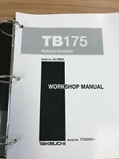 Takeuchi TB175 Hydraulic Excavator Workshop Service Repair Manual for sale  Miami