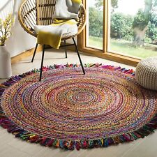 Usado, Alfombra redonda reversible natural hecha a mano alfombra sala de estar alfombra algodón yute lujos alfombra  segunda mano  Embacar hacia Argentina