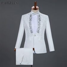 Embroidery Mens Suits with Pants Wedding Groom Tuxedo Suit Stage Costume for sale  Shipping to South Africa