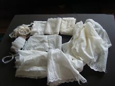 large lot Antique white embroidered voile fabric & trims Remnant fragments for sale  Shipping to South Africa