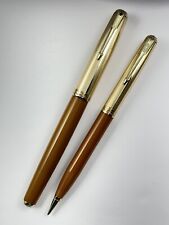 PARKER 51 FOUNTAIN PEN PENCIL SET, MUSTARD 'YELLOWSTONE' DOUBLE JEWEL, 14K TRIM for sale  Shipping to South Africa