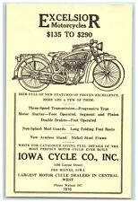 Cartão postal de reprodução Excelsior Motorcycles Iowa Cycle Co. Inc Des Moines IA comprar usado  Enviando para Brazil