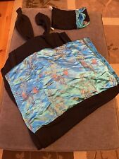 Moby D Wrap In Black With Blue Silk Print Dragons and Birds for sale  Shipping to South Africa