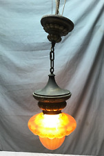 Luminária de teto pingente de gesso antiga floral globo de vidro âmbar 1822-23B comprar usado  Enviando para Brazil