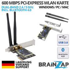 600 Mbit/s PCIe PCI-Express WLAN Karte WiFi 2,4/5 GHz Dual-Band 802.11ac/b/g/n til salg  Sendes til Denmark