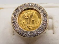 SUPERB MENS 14K YELLOW GOLD RING w GOLD PANDA COIN & 20 RBC DIAMONDS - SIZE 9.0* for sale  Wadsworth