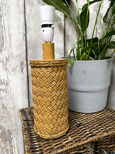 Vintage retro Mid Century Wicker Rattan Woven Lamp light Base 14" tall tiki boho for sale  Shipping to South Africa